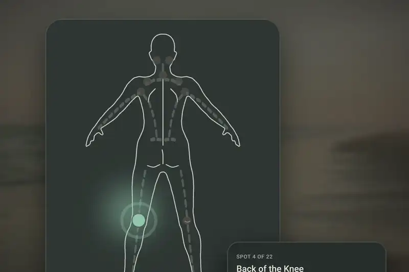 Pressure point screen with numbered markers on a figure